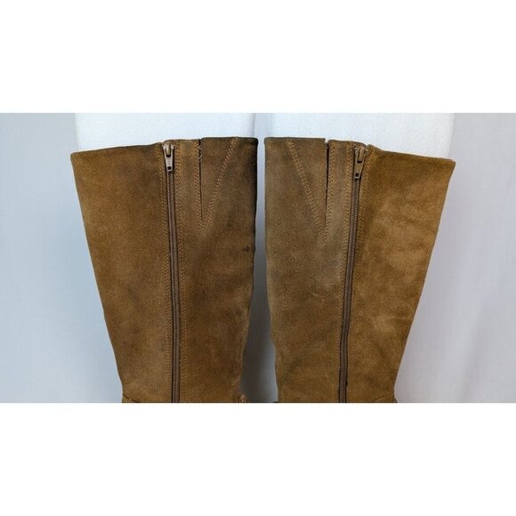 BOC Born sz 8M Riding Boots Brown Suede Leather Buckle Zip Knee High Pirate Boho - Picture 6 of 14
